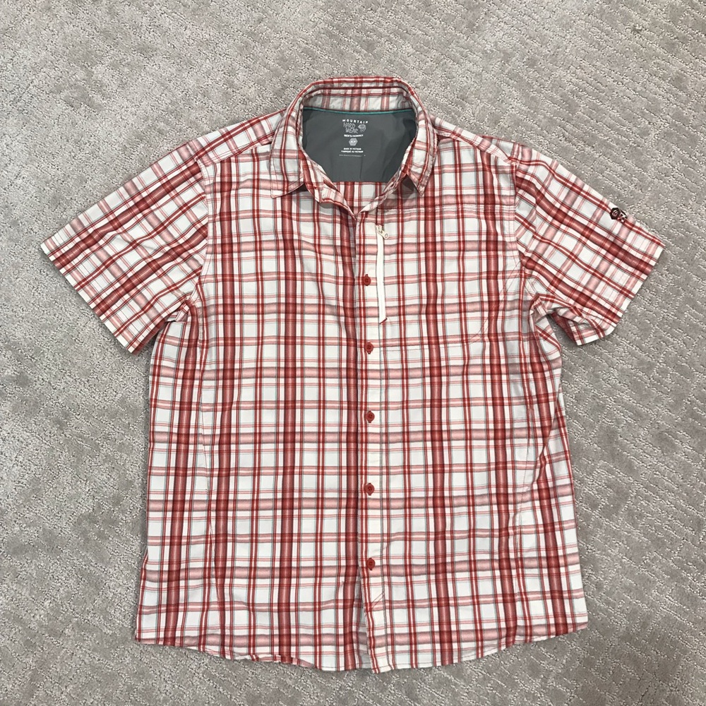 2/$15 Mountain Hardware - Short Sleeve Plaid Button Up Shirt - Men’s Size M